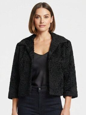 Genuine Persian Lamb Cropped 3/4 Sleeve Jacket- Sz. Med
